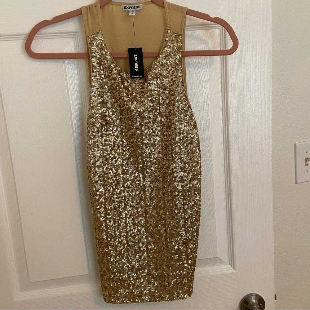 Express Gold Sequin Tank Top